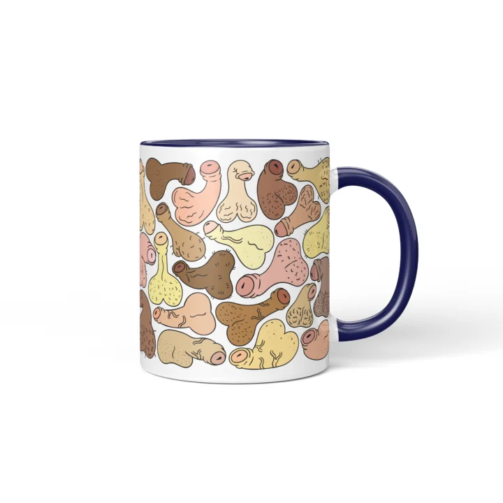 Raw Anatomy Penis Mug - Explicit Adult Novelty Gift - Dark Blue mug mockup