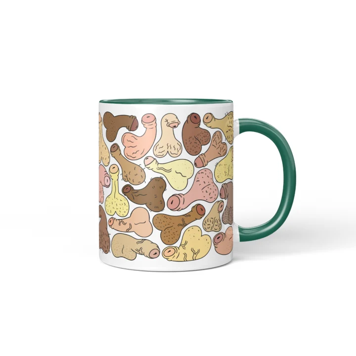 Raw Anatomy Penis Mug - Explicit Adult Novelty Gift - Dark Green mug mockup