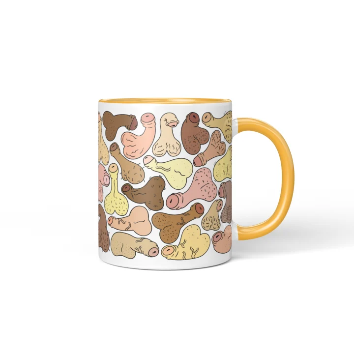 Raw Anatomy Penis Mug - Explicit Adult Novelty Gift - Golden Yellow mug mockup