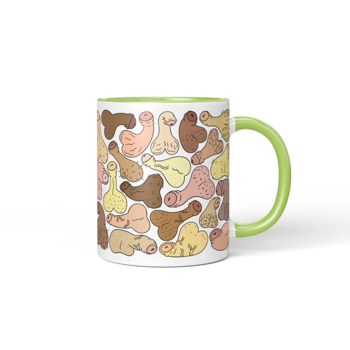 Raw Anatomy Penis Mug - Explicit Adult Novelty Gift - Green mug mockup