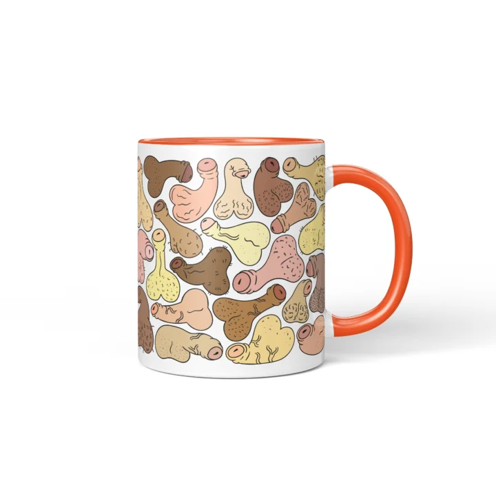 Raw Anatomy Penis Mug - Explicit Adult Novelty Gift - Orange mug mockup