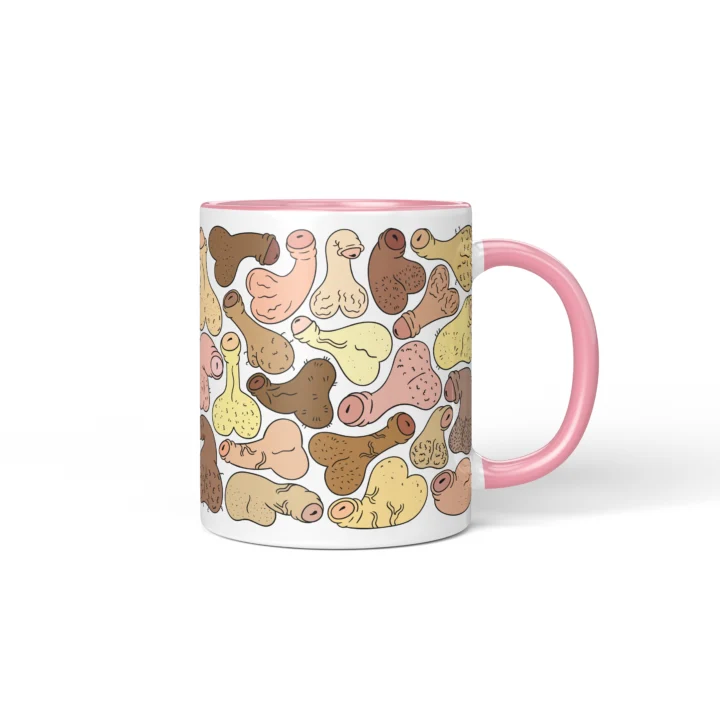 Raw Anatomy Penis Mug - Explicit Adult Novelty Gift - Pink mug mockup