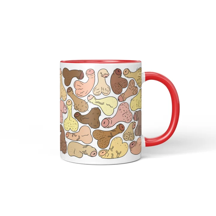 Raw Anatomy Penis Mug - Explicit Adult Novelty Gift - Red mug mockup
