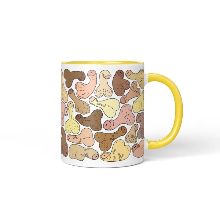 Raw Anatomy Penis Mug - Explicit Adult Novelty Gift - Yellow mug mockup
