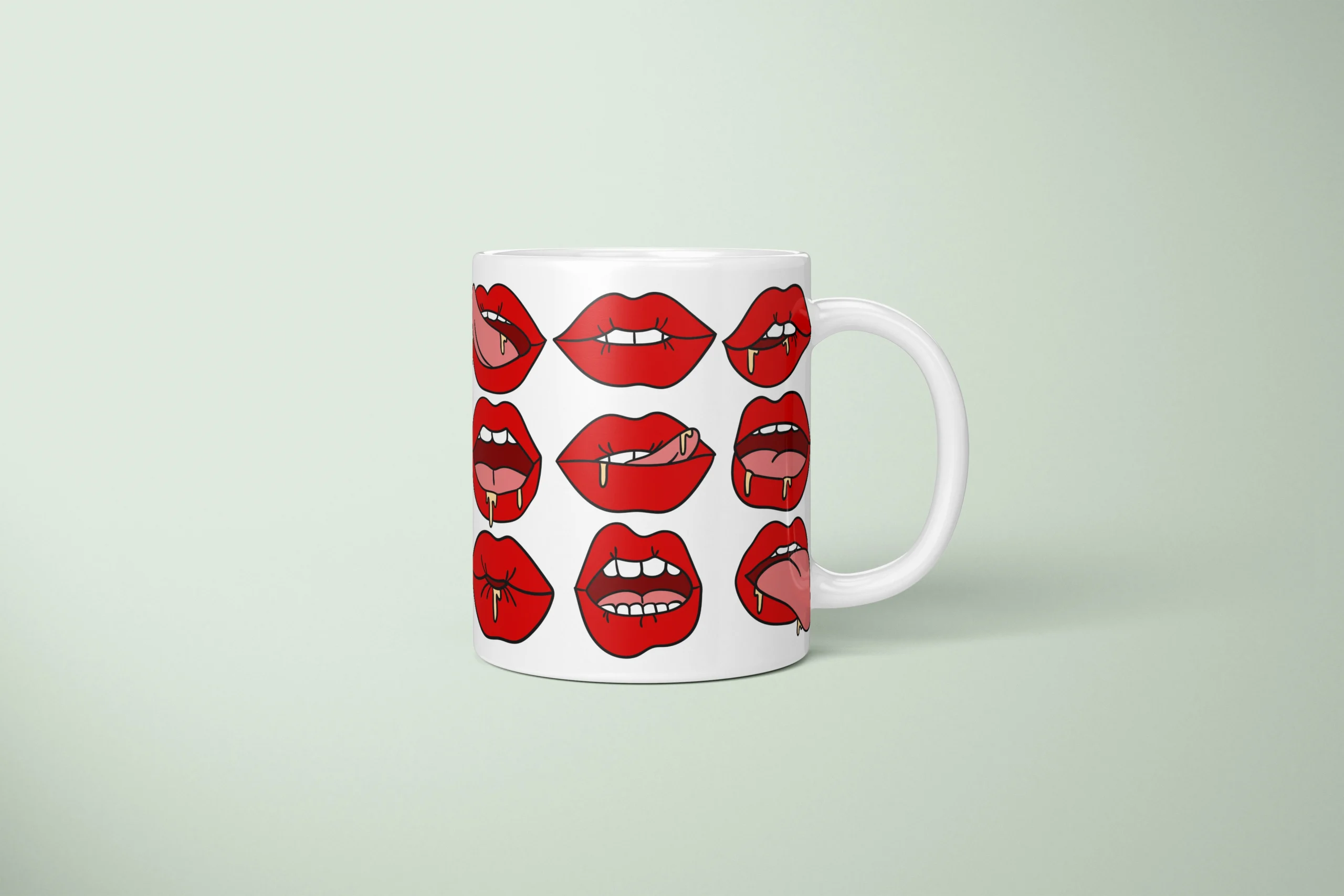 Red Lips Pattern Mug – Flirty Adult Humor Gift - primary mug mockup
