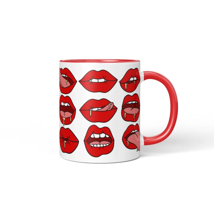 Red Lips Pattern Mug - Flirty Adult Humor Gift - Red mug mockup