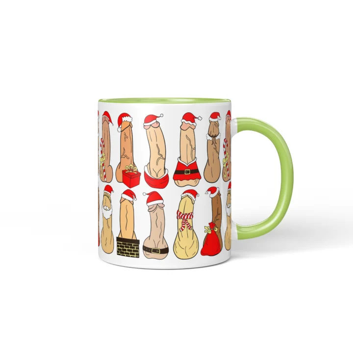 Santa Penis Mug - Naughty Holiday Humor Gift - Green mug mockup