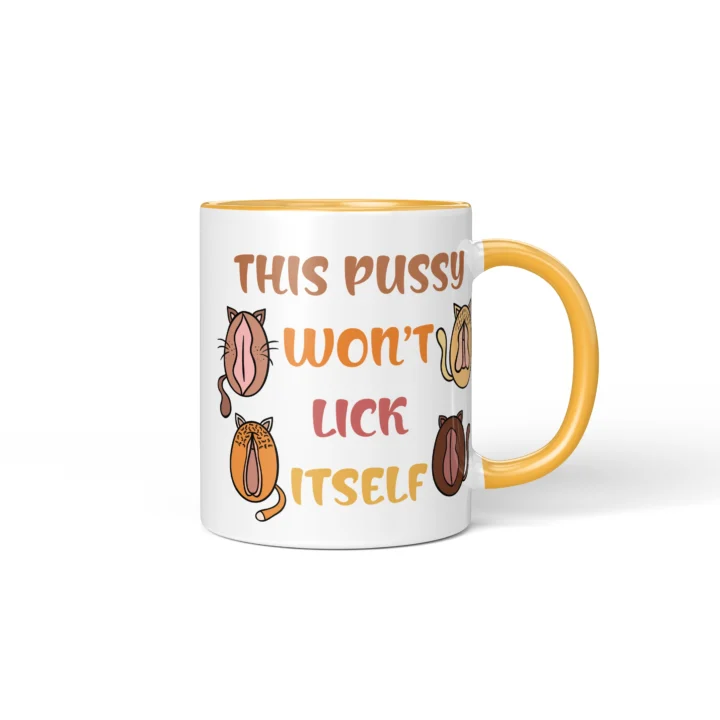 Self Care Vagina Mug - Explicit Adult Humor Gift - Golden Yellow mug mockup