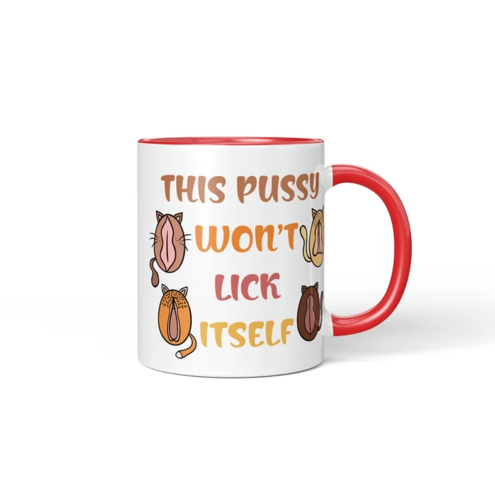 Self Care Vagina Mug - Explicit Adult Humor Gift - Red mug mockup