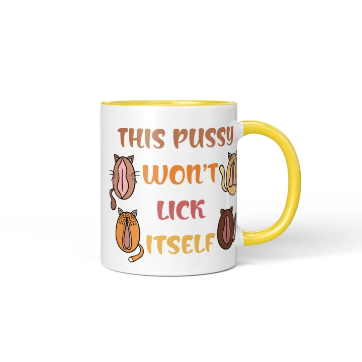 Self Care Vagina Mug - Explicit Adult Humor Gift - Yellow mug mockup