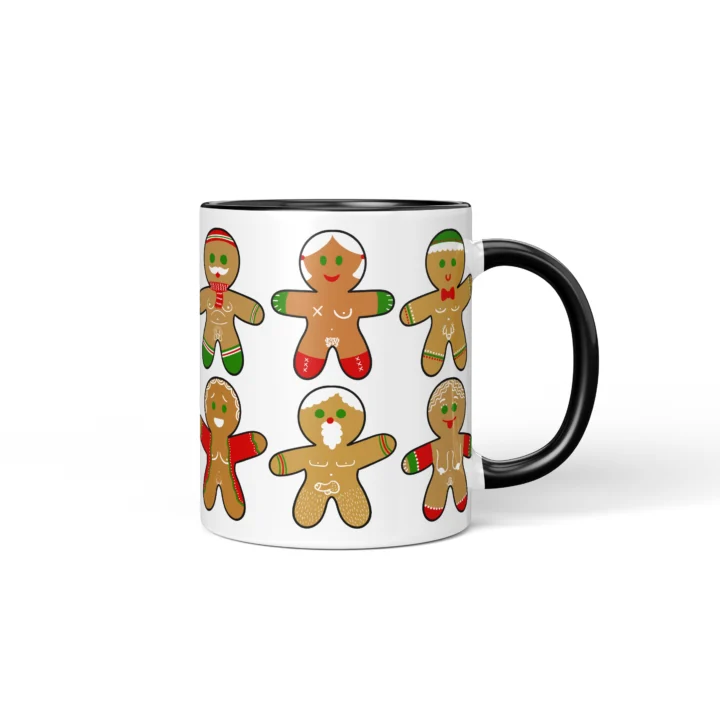 Sexy Gingerbread Mug - Naughty Christmas Gift - Black mug mockup