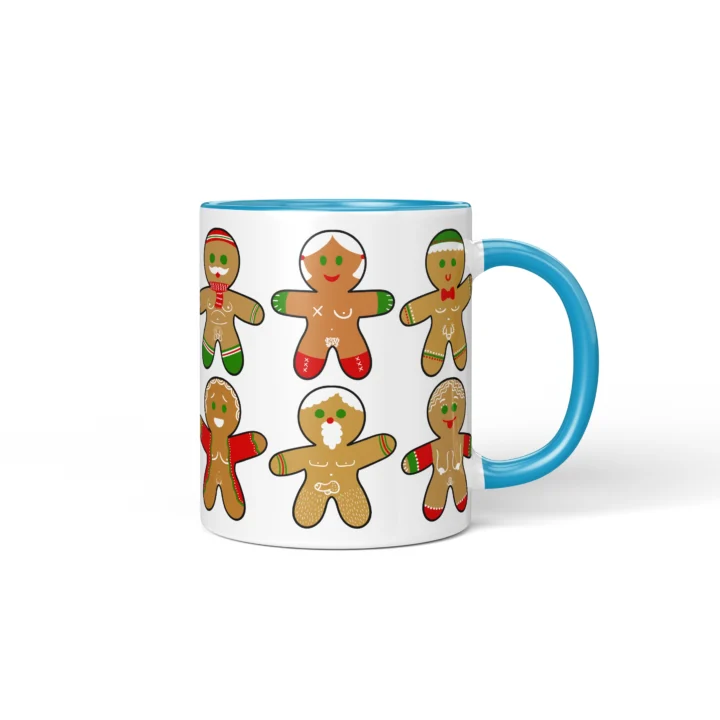 Sexy Gingerbread Mug - Naughty Christmas Gift - Blue mug mockup