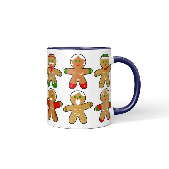 Sexy Gingerbread Mug - Naughty Christmas Gift - Dark Blue mug mockup