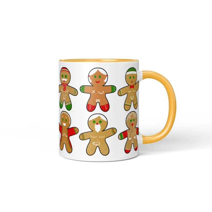 Sexy Gingerbread Mug - Naughty Christmas Gift - Golden Yellow mug mockup