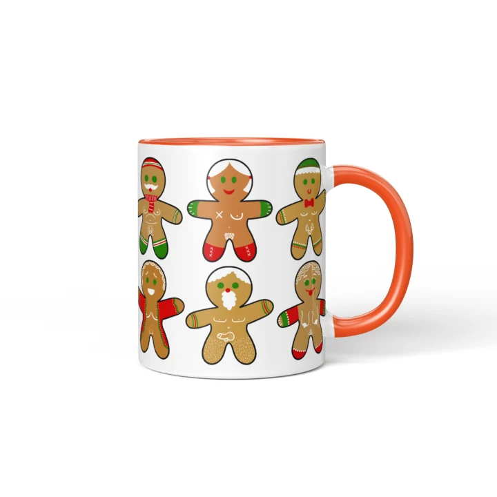 Sexy Gingerbread Mug - Naughty Christmas Gift - Orange mug mockup