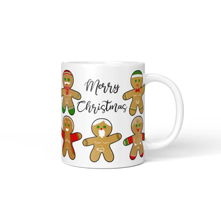 Sexy Gingerbread Mug - Naughty Christmas Gift - Personalized 11 oz White mug mockup