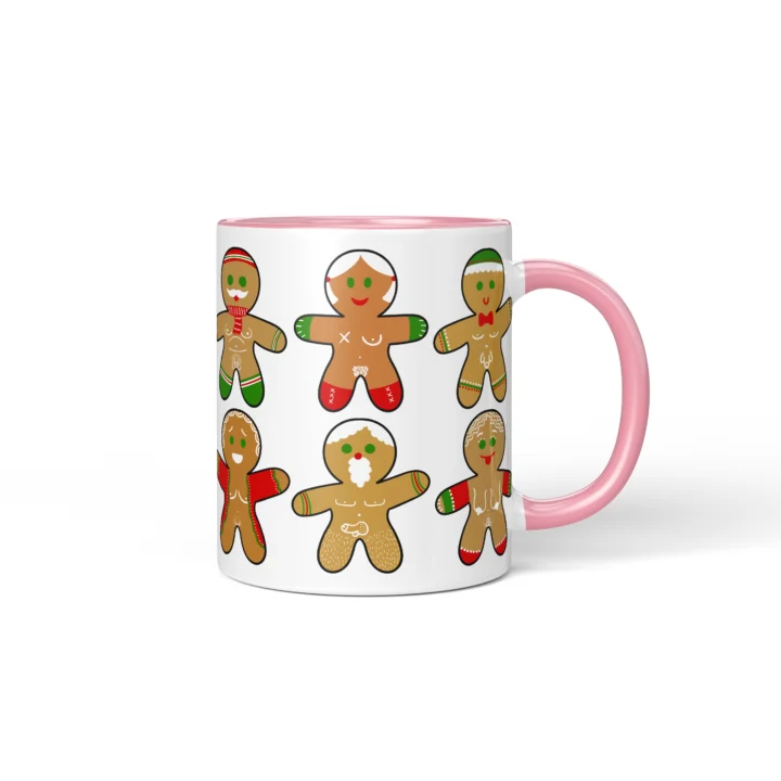 Sexy Gingerbread Mug - Naughty Christmas Gift - Pink mug mockup