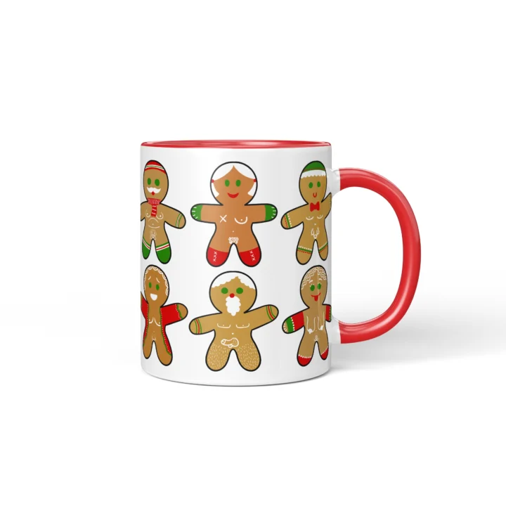 Sexy Gingerbread Mug - Naughty Christmas Gift - Red mug mockup