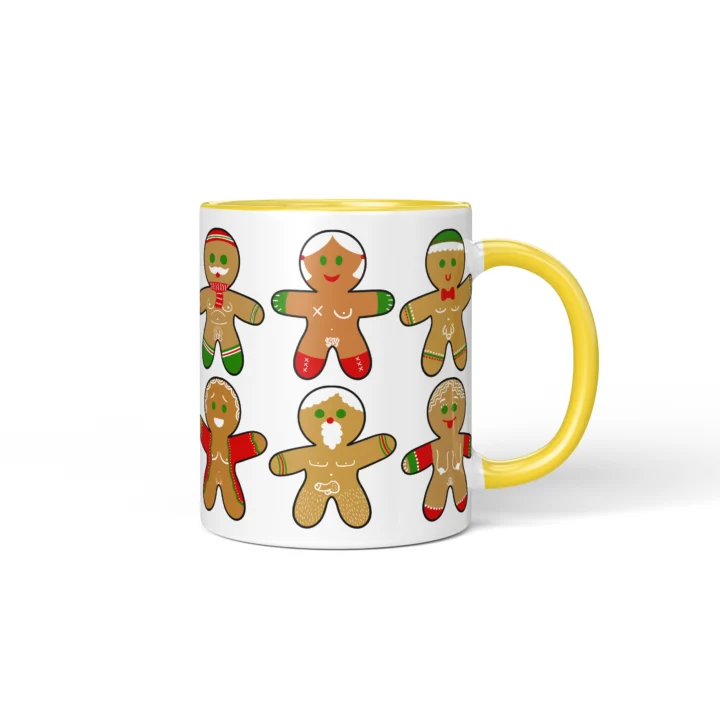 Sexy Gingerbread Mug - Naughty Christmas Gift - Yellow mug mockup