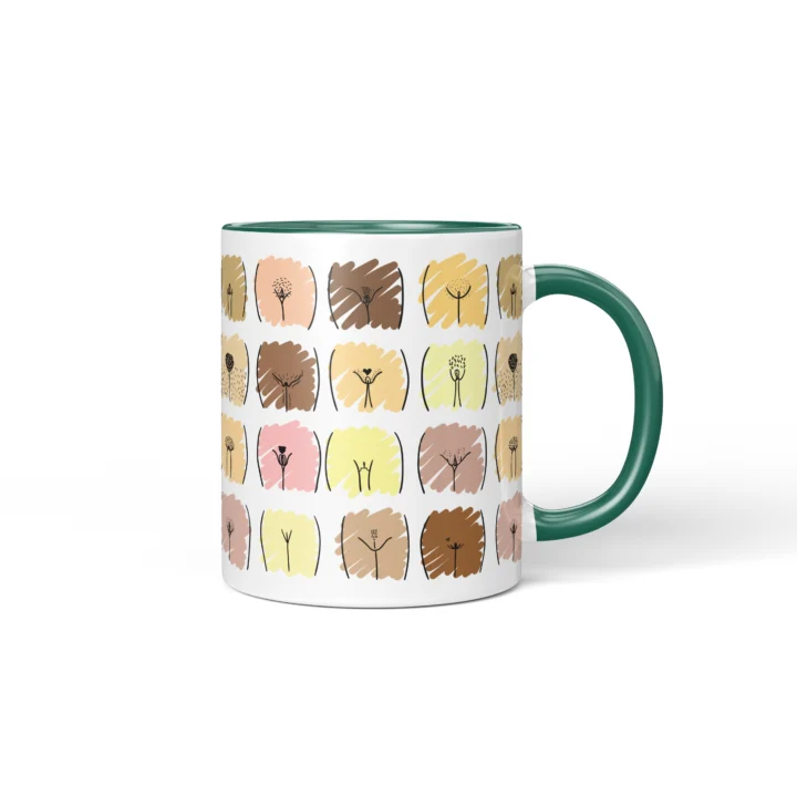 Skin Tone Vagina Mug - Inclusive Body Positive Gift - Dark Green mug mockup