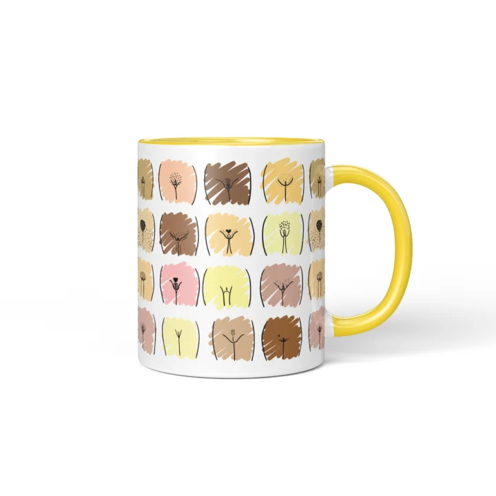 Skin Tone Vagina Mug - Inclusive Body Positive Gift - Yellow mug mockup
