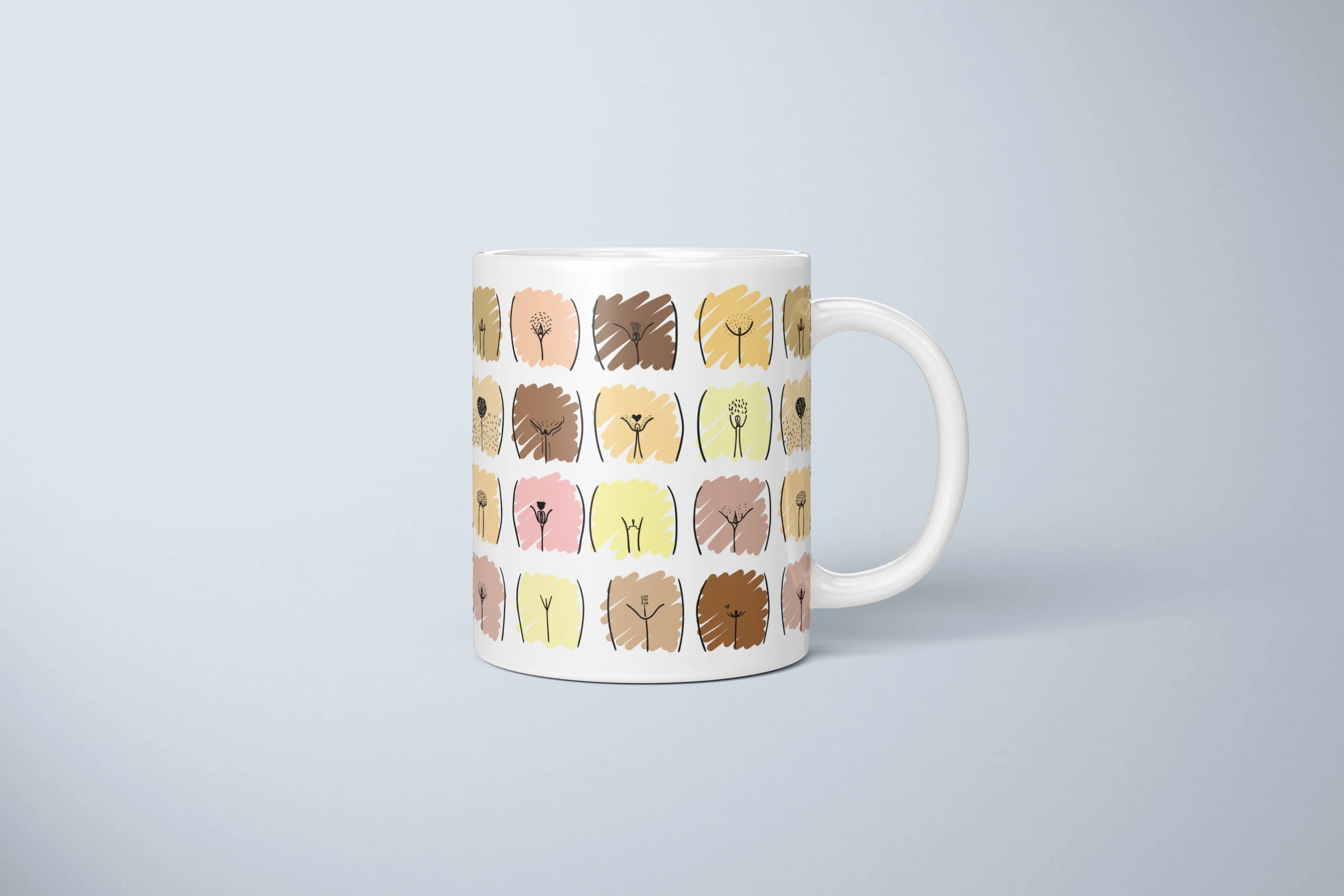 Skin Tone Vulva Art Mug – Inclusive Body Positive Gift - primary mug mockup