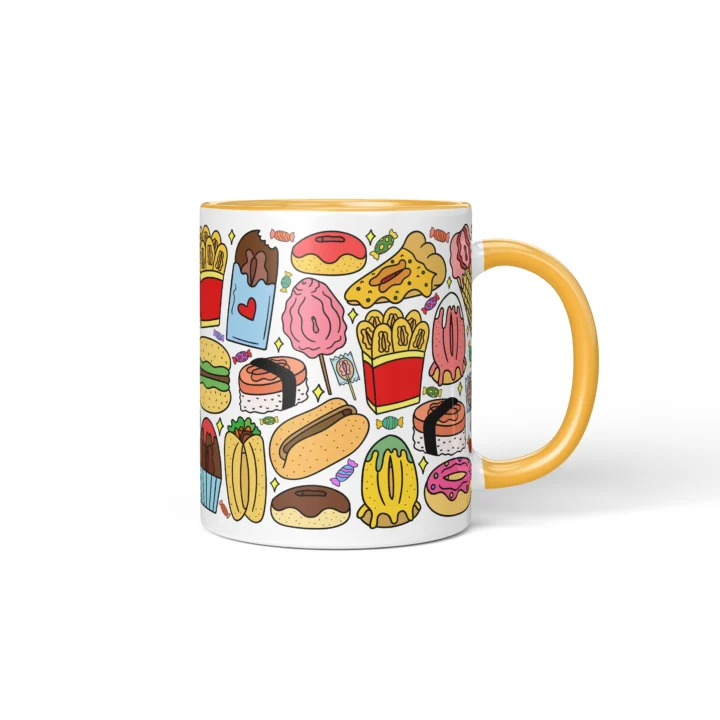Snack Attack Vagina Mug - Rude Foodie Gift - Golden Yellow mug mockup