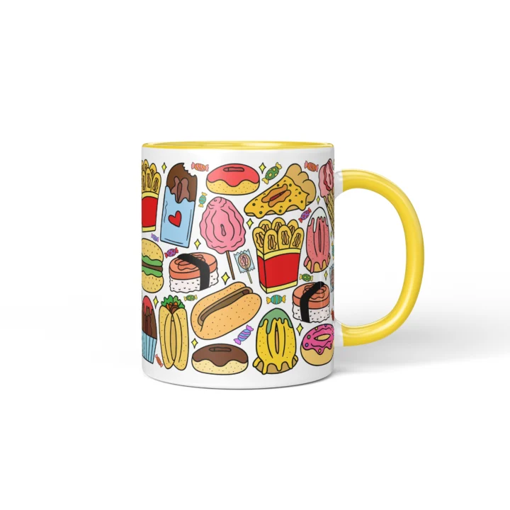 Snack Attack Vagina Mug - Rude Foodie Gift - Yellow mug mockup