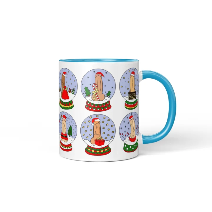 Snow Globe Penis Mug - Naughty Secret Santa Gift - Blue mug mockup