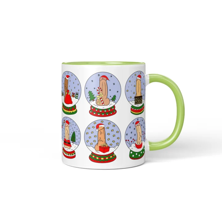 Snow Globe Penis Mug - Naughty Secret Santa Gift - Green mug mockup