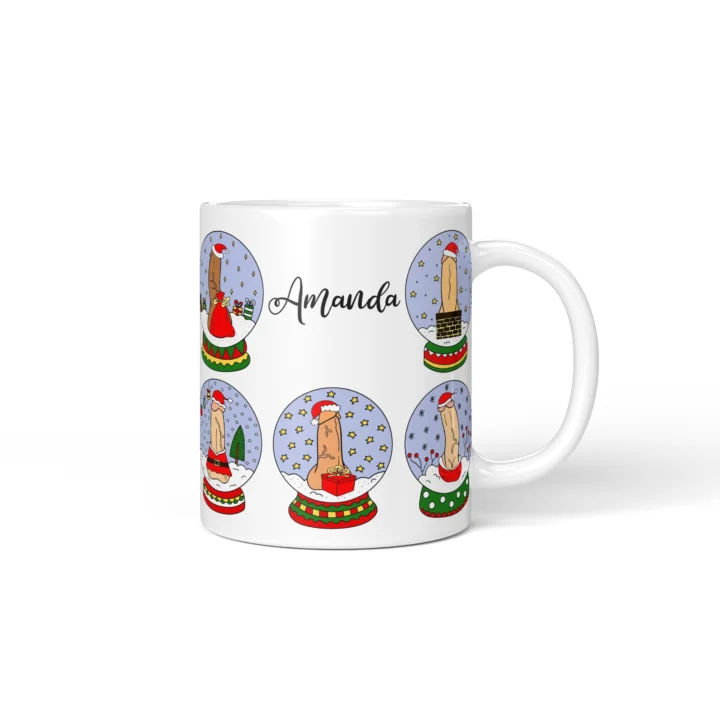 Snow Globe Penis Mug - Naughty Secret Santa Gift - Personalized 11 oz White mug mockup