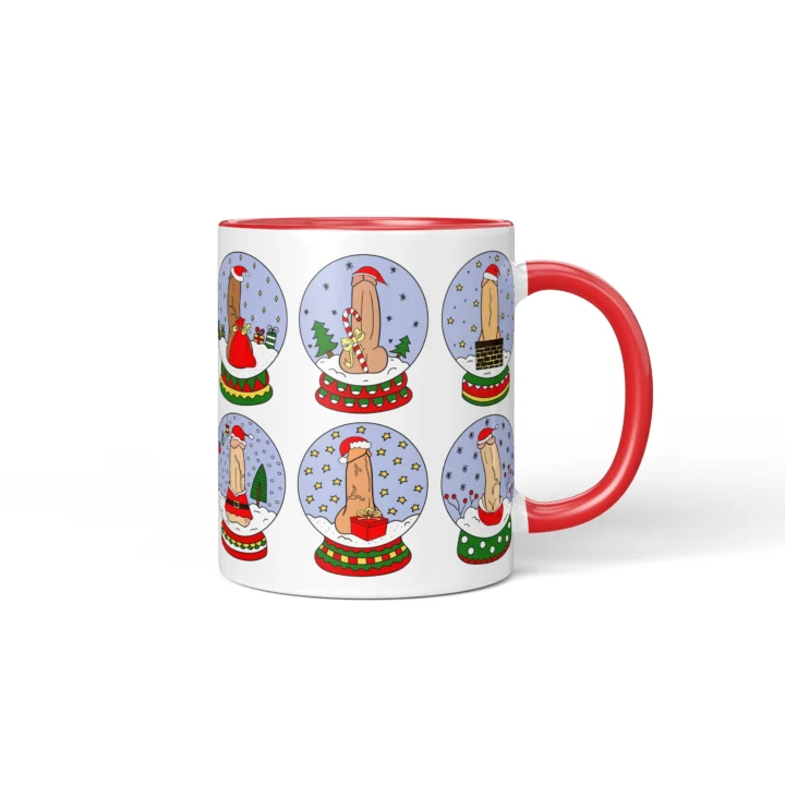 Snow Globe Penis Mug - Naughty Secret Santa Gift - Red mug mockup
