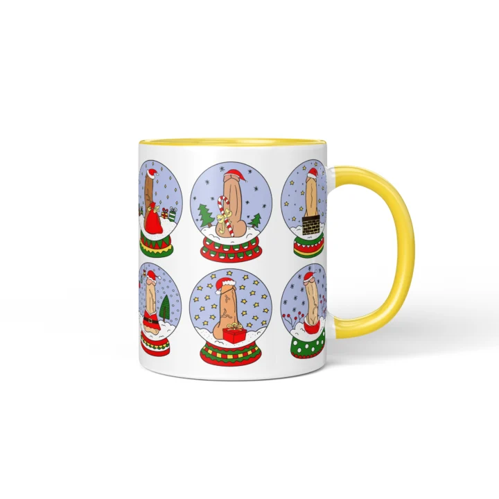 Snow Globe Penis Mug - Naughty Secret Santa Gift - Yellow mug mockup
