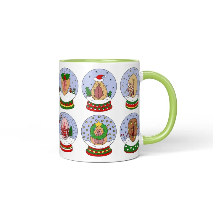 Snow Globe Vagina Mug - Naughty Secret Santa Gift - Green mug mockup