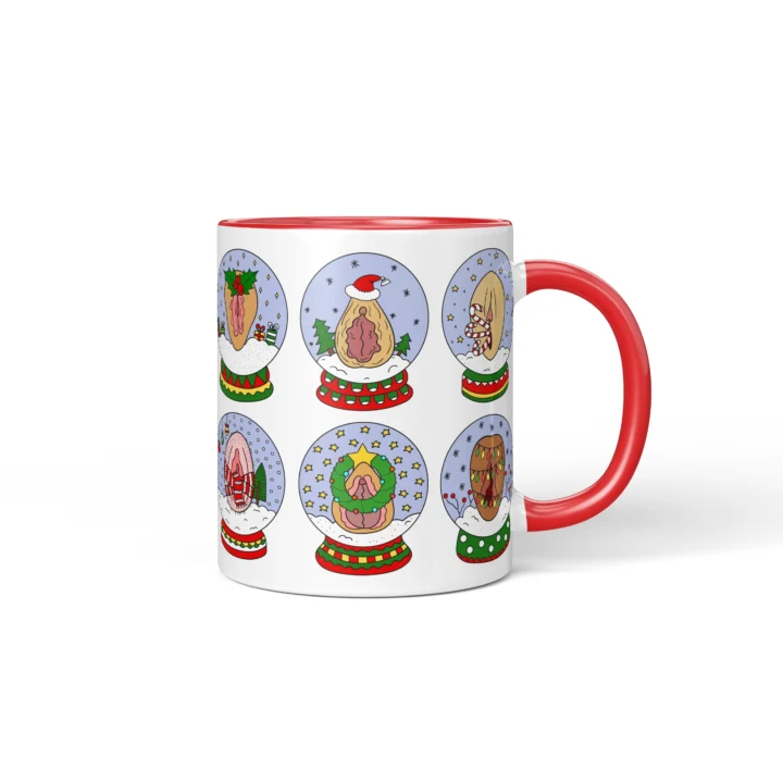 Snow Globe Vagina Mug - Naughty Secret Santa Gift - Red mug mockup