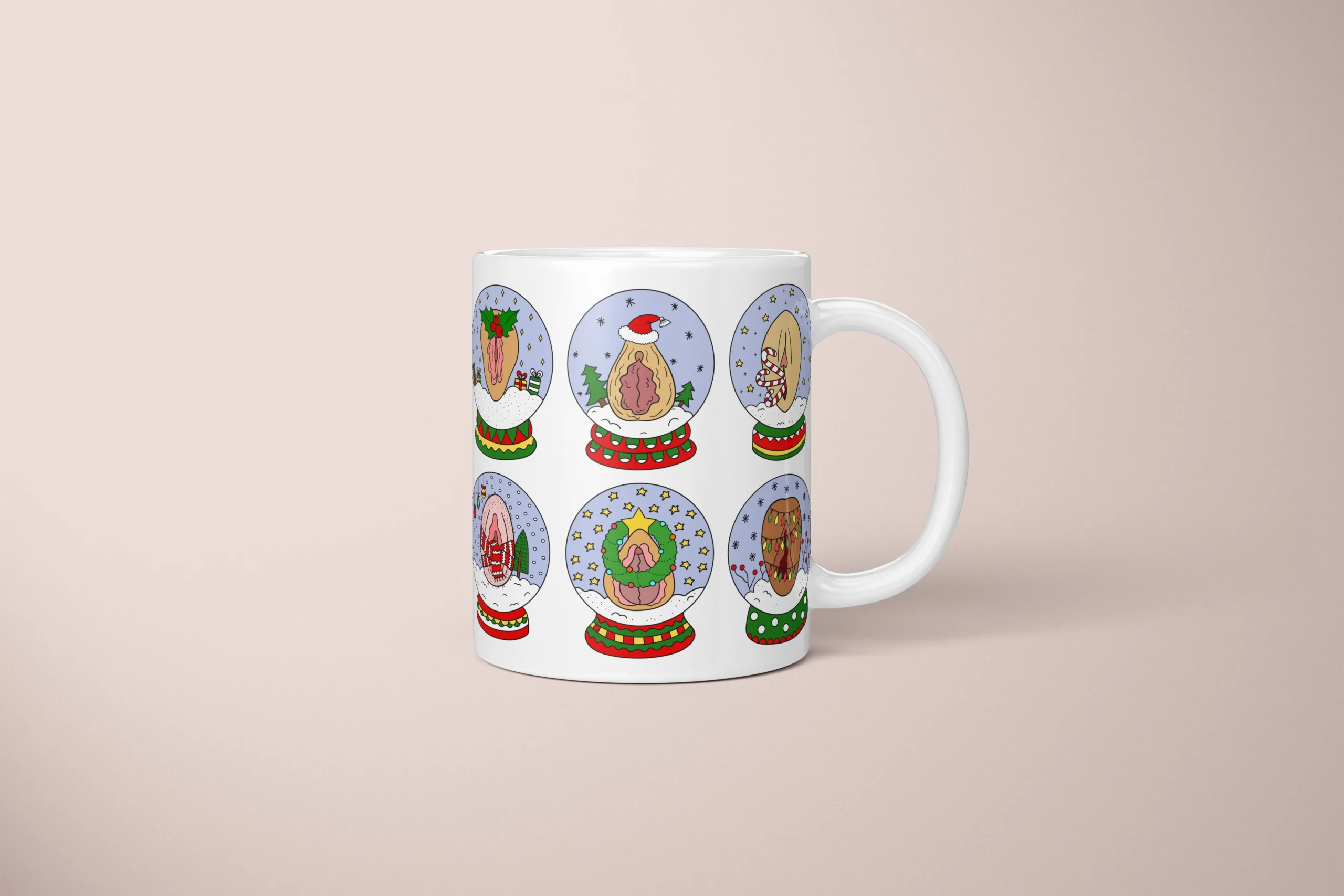 Snow Globe Vulva Art Mug – Naughty Secret Santa Gift - primary mug mockup