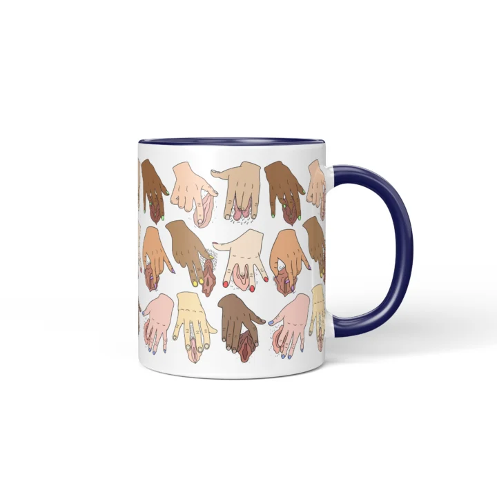 Solo Time Vagina Mug - Adults Only Humor Gift - Dark Blue mug mockup