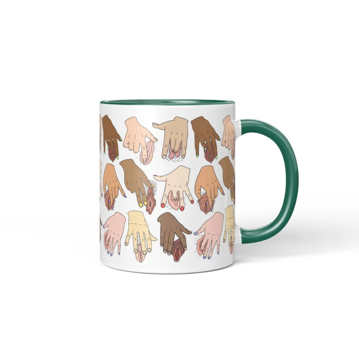 Solo Time Vagina Mug - Adults Only Humor Gift - Dark Green mug mockup