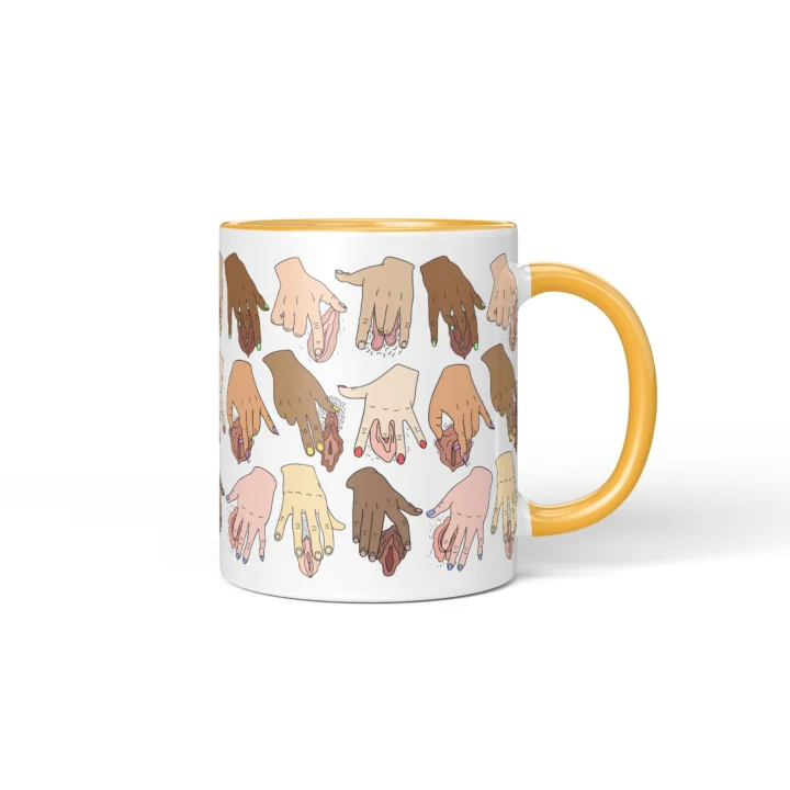 Solo Time Vagina Mug - Adults Only Humor Gift - Golden Yellow mug mockup