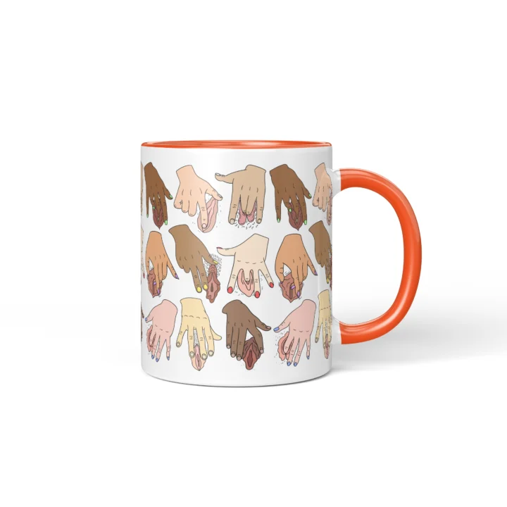 Solo Time Vagina Mug - Adults Only Humor Gift - Orange mug mockup