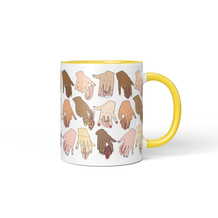 Solo Time Vagina Mug - Adults Only Humor Gift - Yellow mug mockup