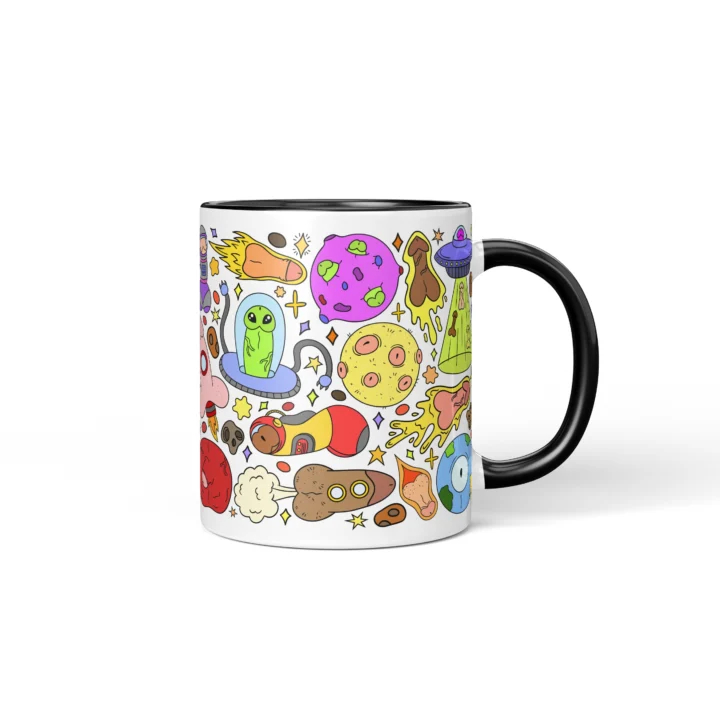 Space Penis Mug - Funny Sci-Fi Adult Humor Gift - Black mug mockup