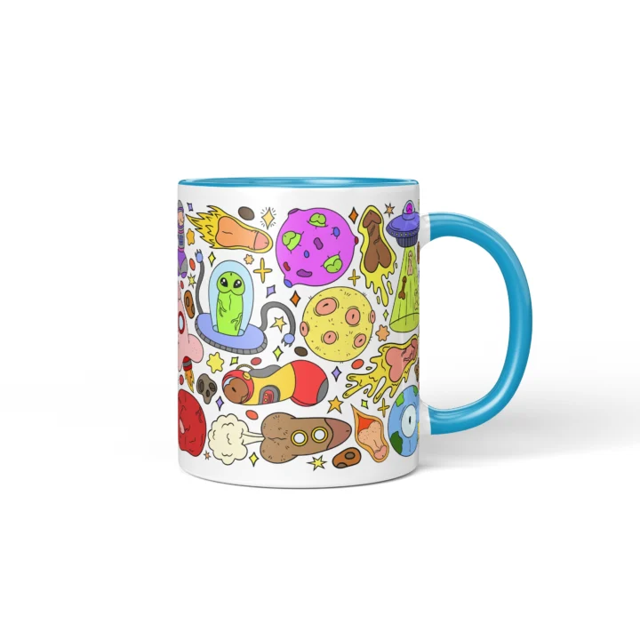 Space Penis Mug - Funny Sci-Fi Adult Humor Gift - Blue mug mockup