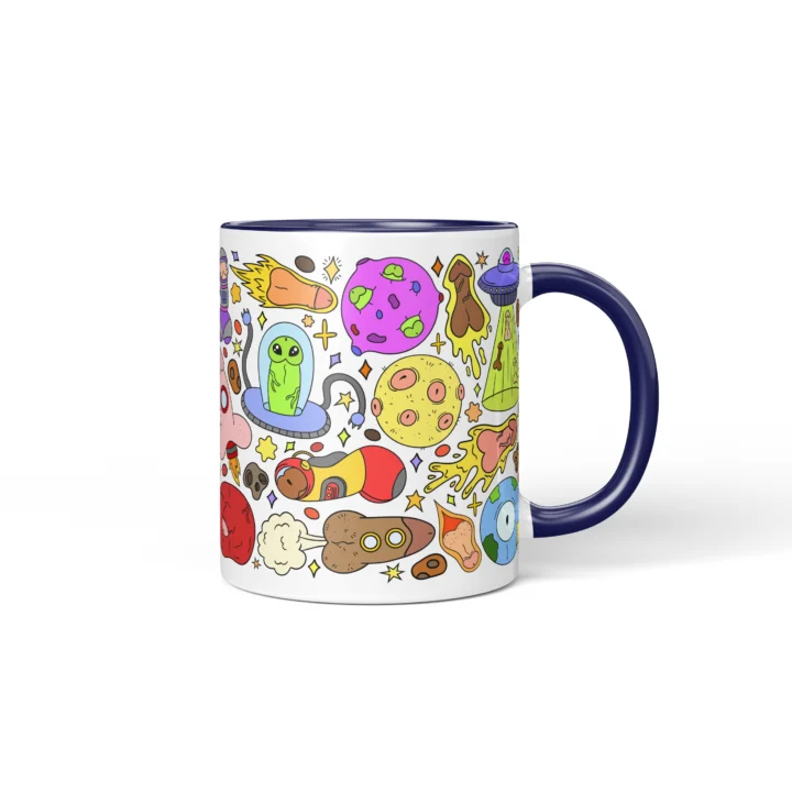 Space Penis Mug - Funny Sci-Fi Adult Humor Gift - Dark Blue mug mockup
