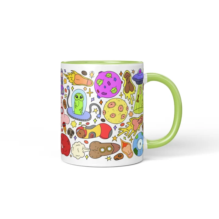 Space Penis Mug - Funny Sci-Fi Adult Humor Gift - Green mug mockup