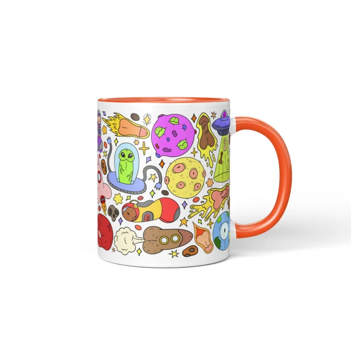 Space Penis Mug - Funny Sci-Fi Adult Humor Gift - Orange mug mockup