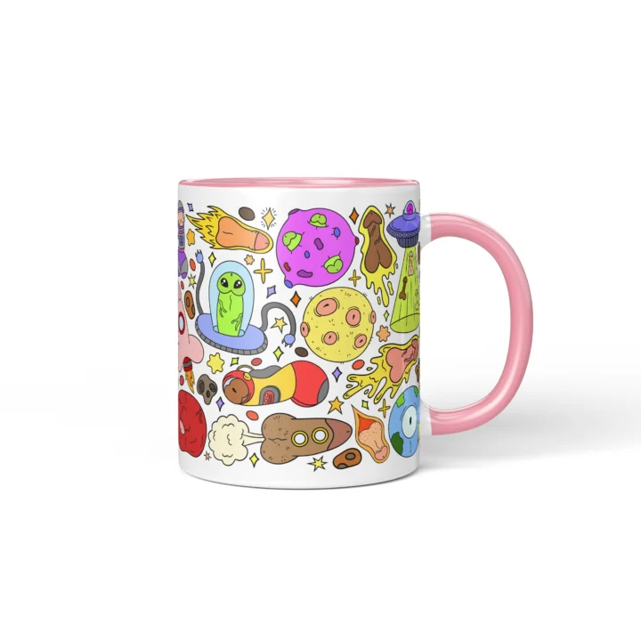 Space Penis Mug - Funny Sci-Fi Adult Humor Gift - Pink mug mockup