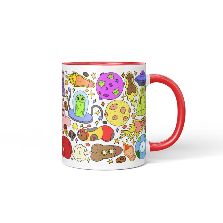 Space Penis Mug - Funny Sci-Fi Adult Humor Gift - Red mug mockup