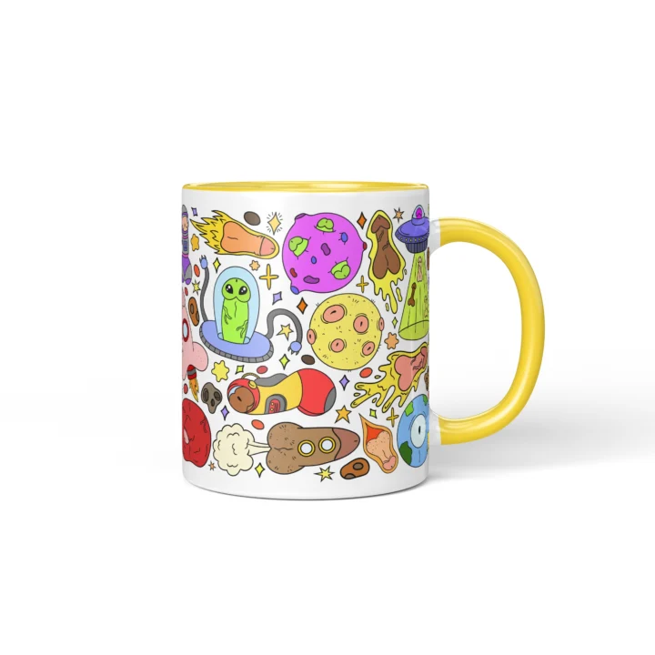 Space Penis Mug - Funny Sci-Fi Adult Humor Gift - Yellow mug mockup