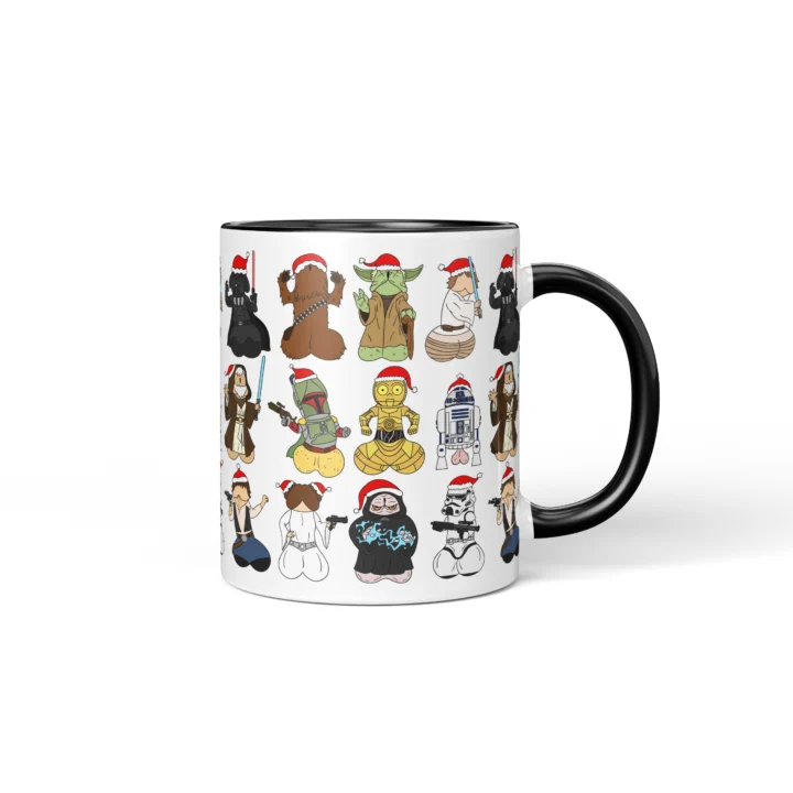 Space Wizard Christmas Penis Mug – Naughty Sci-Fi Parody Gift - Black mug mockup